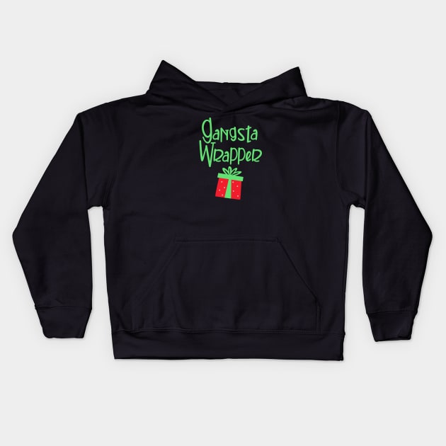 Gangsta Wrapper Funny Christmas Kids Hoodie by PrettyVocal